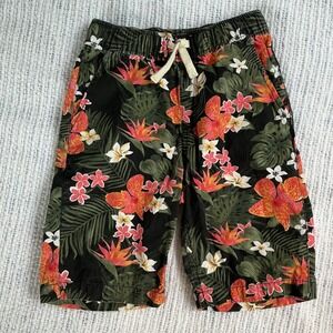 The Children's Place Tropical Floral Shorts Boy Sz 10 Black Excellent Hawaiian